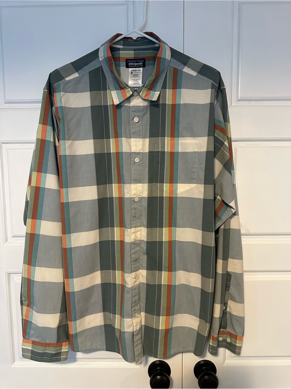 Patagonia Men’s Multi-Color Plaid Button-Down Shirt - Sage & Cream